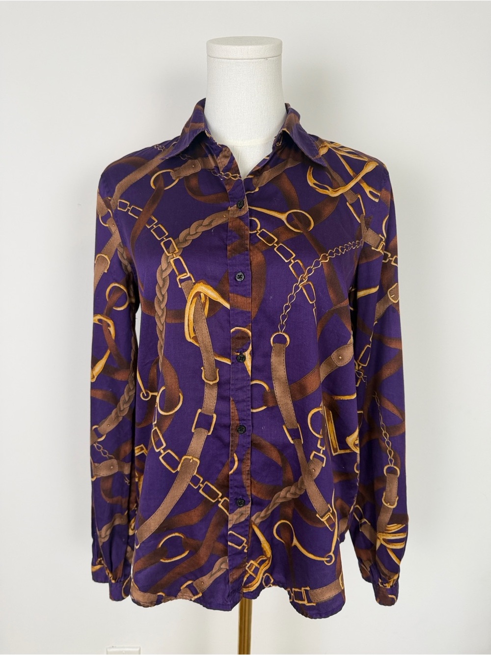 Vintage Ralph Lauren Equestrian Print Button Down S